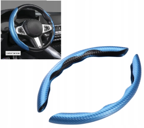 POKROWIEC NA KIEROWNICĘ NAKŁADKA SPORTOWA CARBON NIEBIESKI