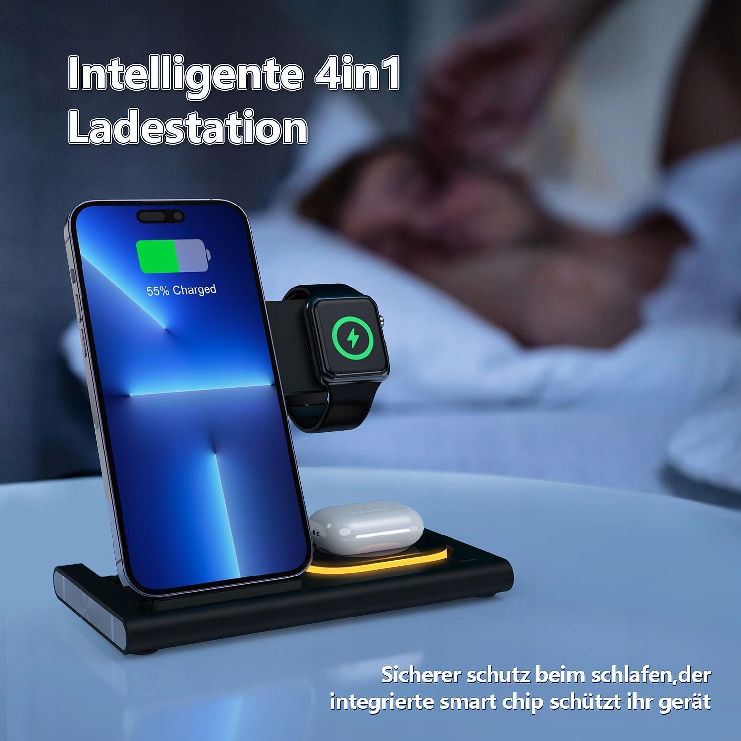 Jeenek Ładowarka 4w1 Stacja Ładowania Bezprzewodowa Dla Apple — miniatura 4