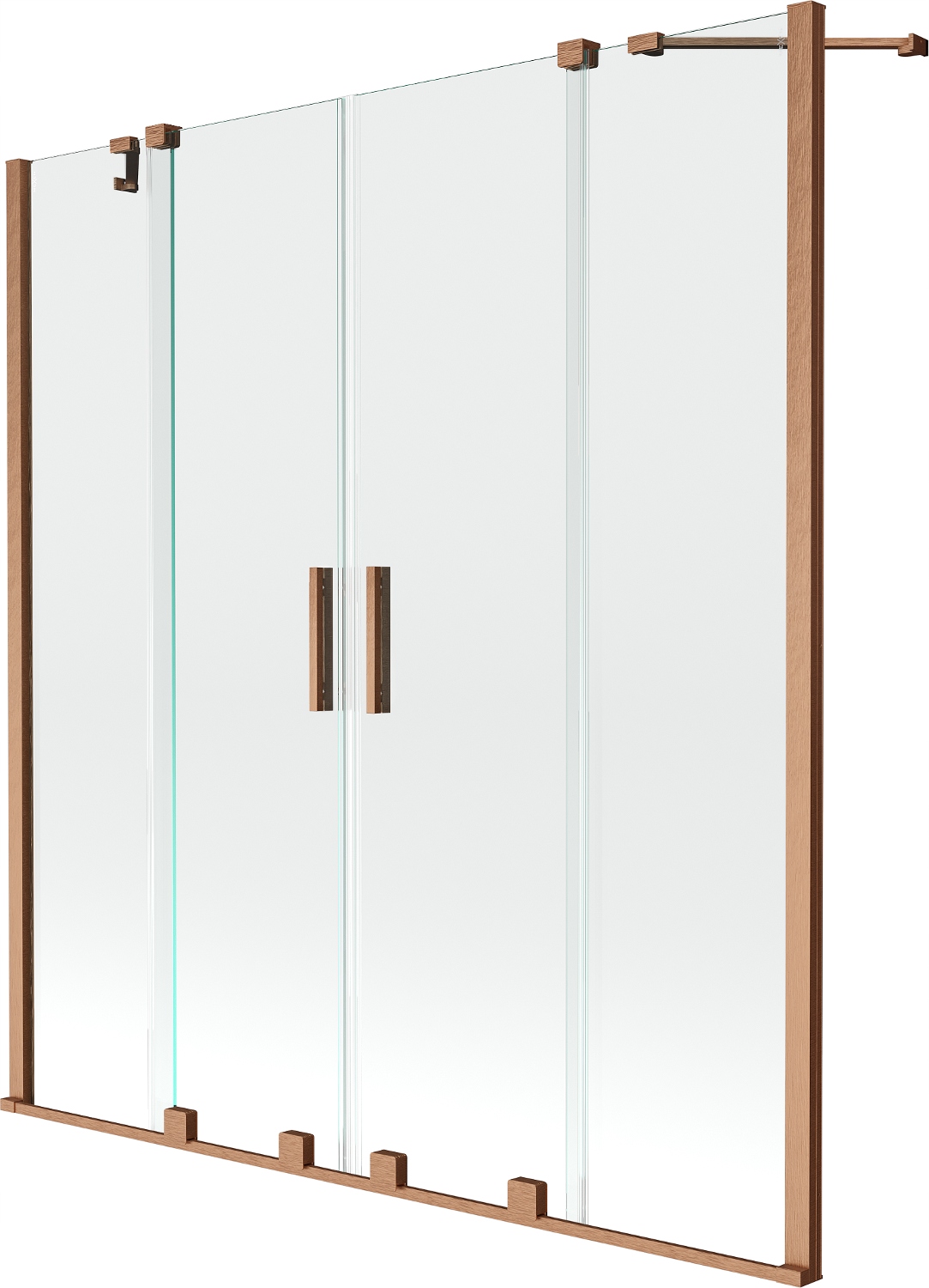 Mexen Velar Duo Parawan Nawannowy 2 Skrzydłowy 150 CM Miedź Szczotkowana