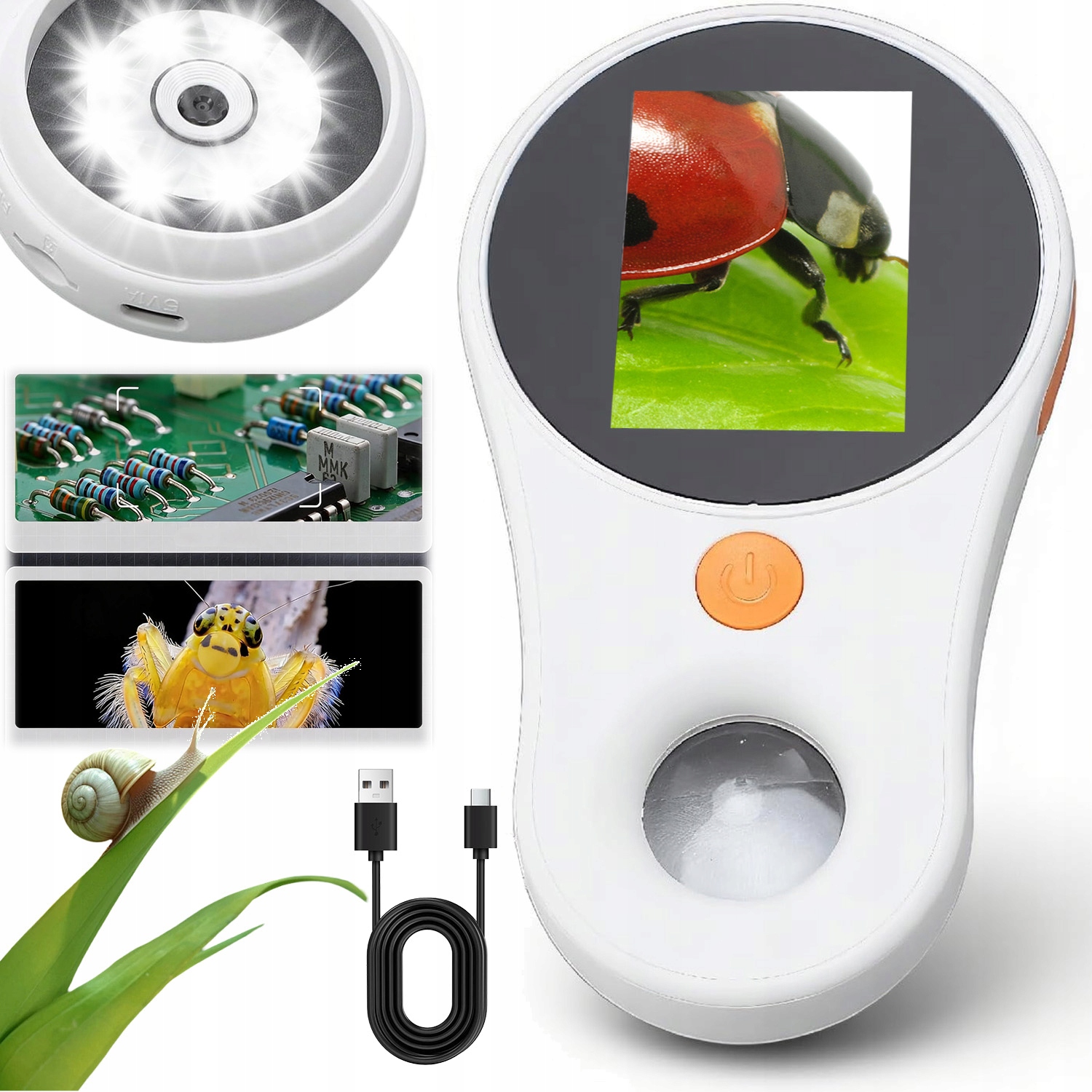 Led Digitální Mikroskop Pro Děti 500X 8 Led Displej Ips 2 Palce Akumulátor
