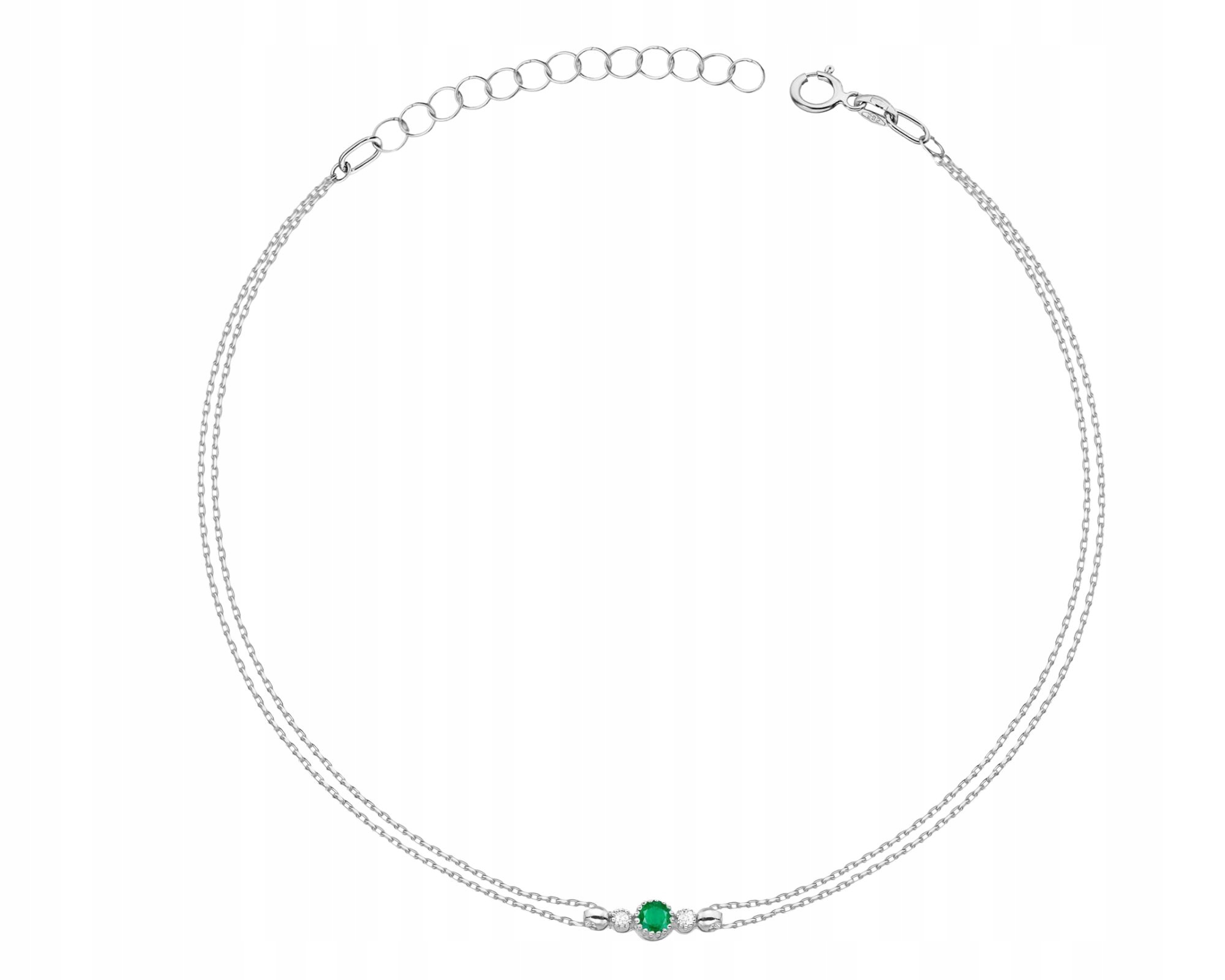 Bílý Zlatý Náramek Přírodní Kámen Smaragd A Diamanty Zlato 585