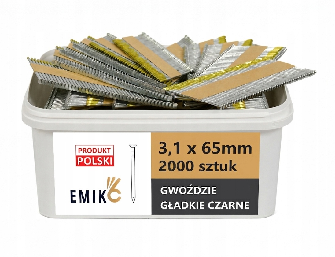 Gwoździe do gwoździarki łączone papierem 3,1x65mm 34° 2000szt Gcz 9szt.