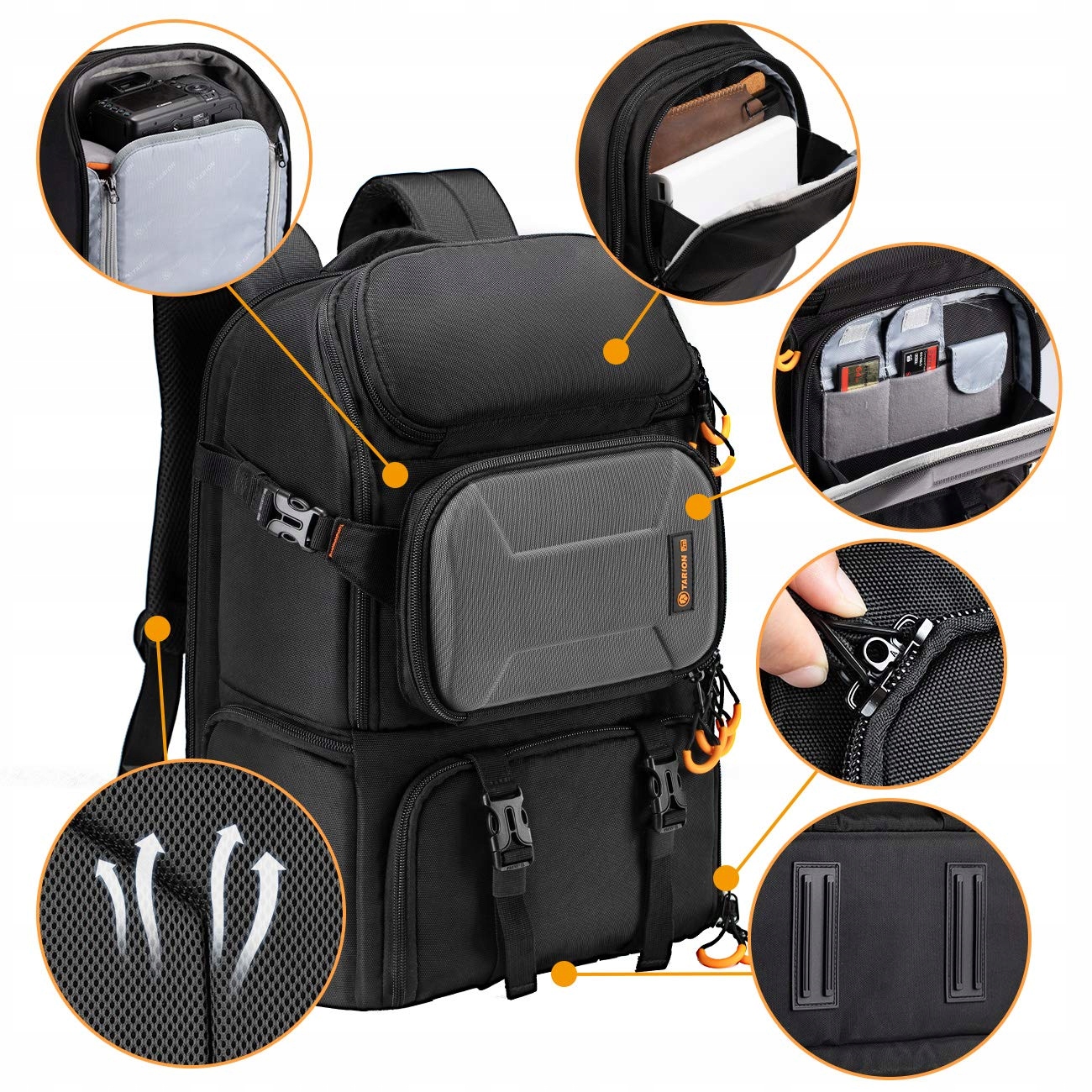 TARION Plecak Na Aparat DSLR/SLR z Przegrodą Na Laptop 15,6" Wodoodporny — miniatura 6