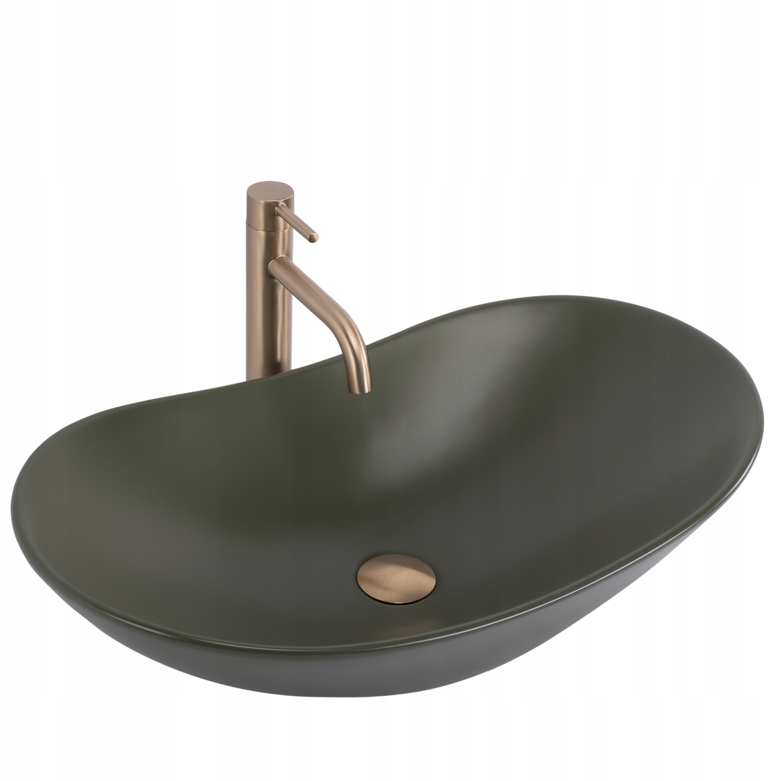 Umývadlo Na Dosku Zelené Matné Rea Royal Olive Matt Veľká Slzka 61,5 cm