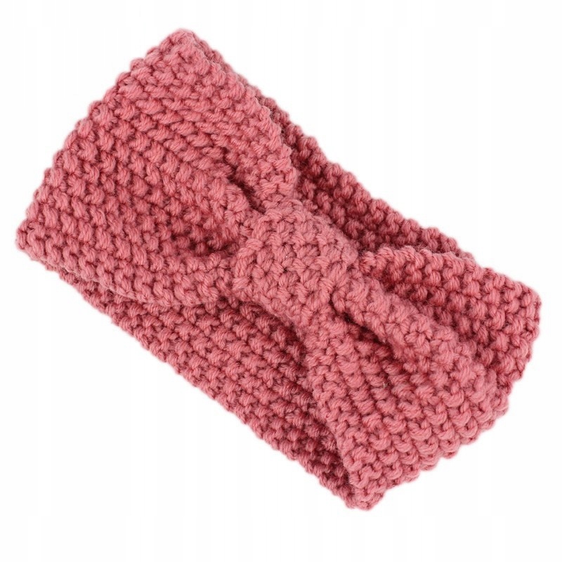 

Opaska do włosów zimowa gruba szeroka kokarda róż