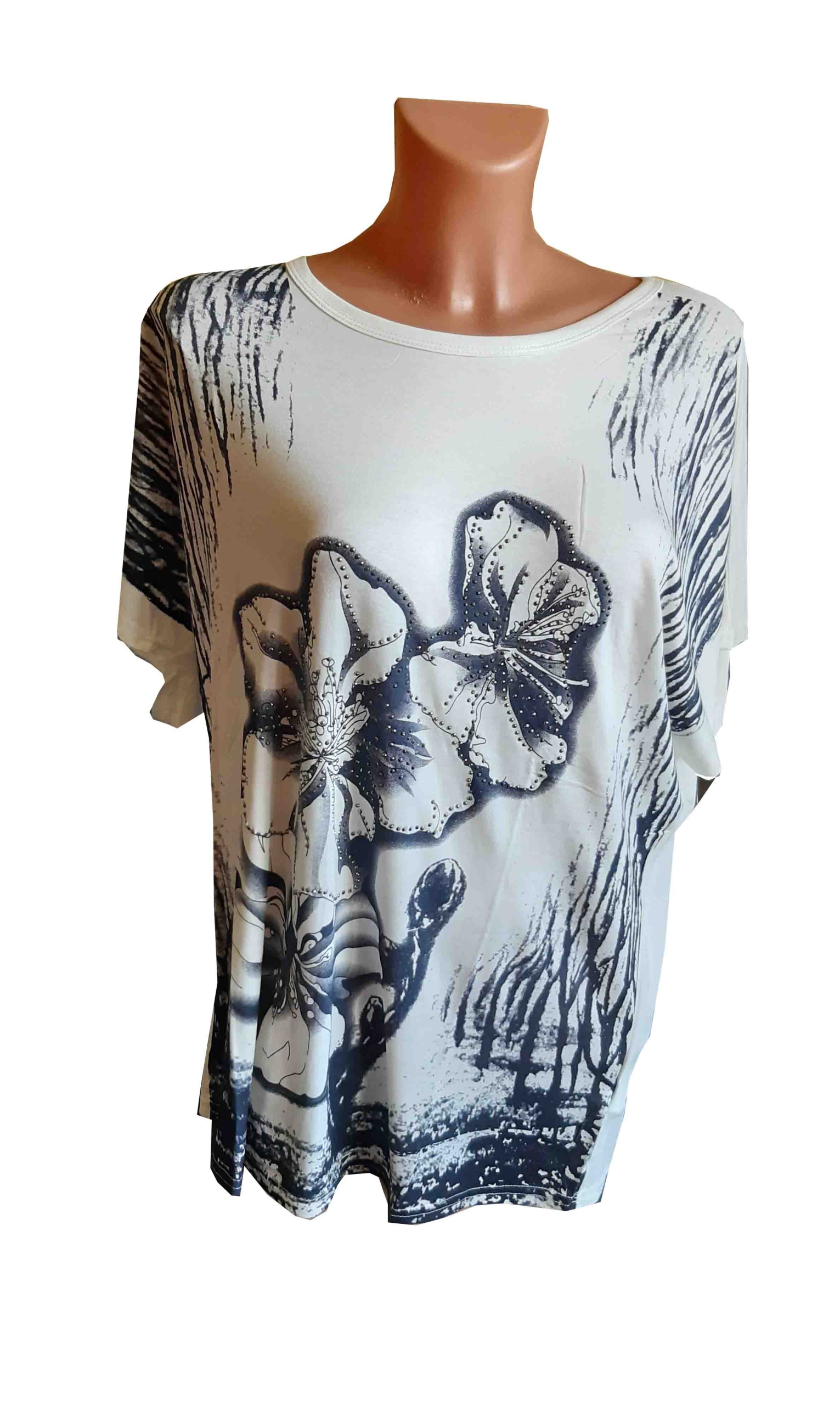 

Bluzka Koszulka T-shirt kwiaty cyrkonie XL/XXL