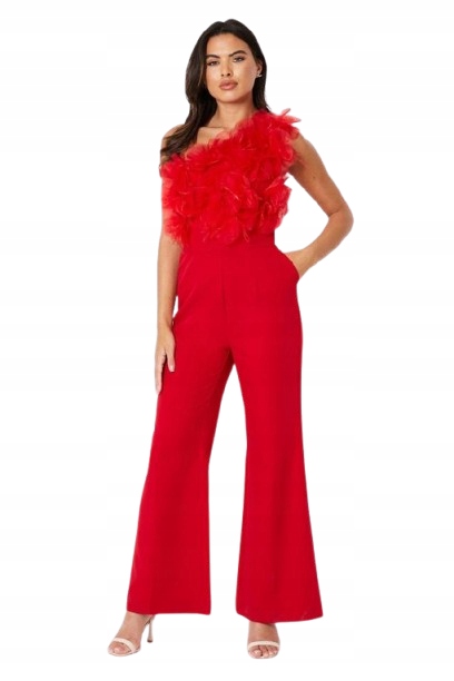 Coastová Červená Kombinéza Na Jedno Rameno S Květinami 3D 46 Hkh