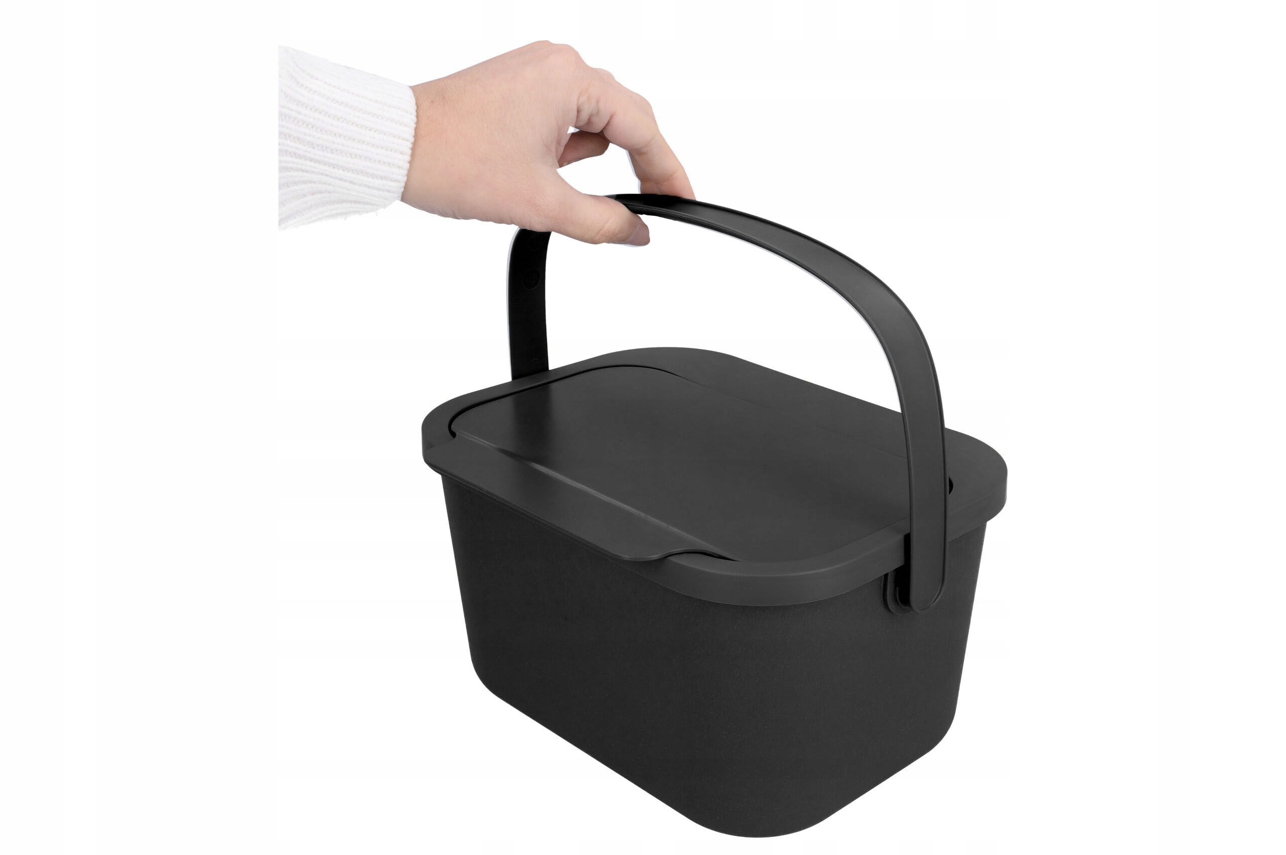 KOSZ POJEMNIK BIO ODPADY NA OBIERKI CZARNY MAŁY 4,5L Z RĄCZKĄ 19x23,5x13,5 Waga produktu z opakowaniem jednostkowym 0.313 kg