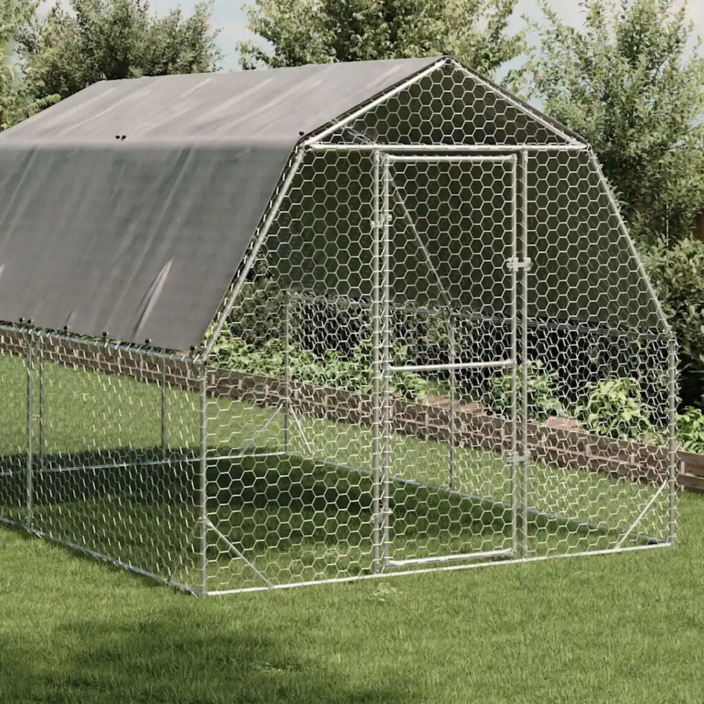 Levně vidaXL Kurník se střechou 2,5x4x2,25 m Ocel pozinkovaná
