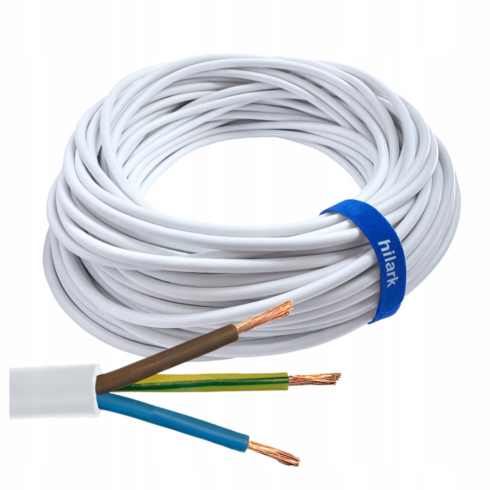 100 m 3x2,5 kábel H05VVF Owy zosilnený polvinit biely inštalačný