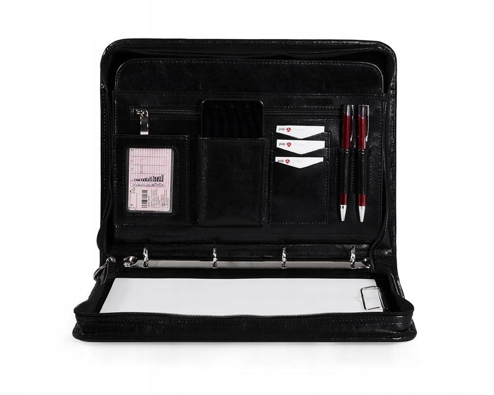 Skórzana aktówka na dokumenty, biwuar czarny A4 - Tizano BWS01 Stan opakowania oryginalne