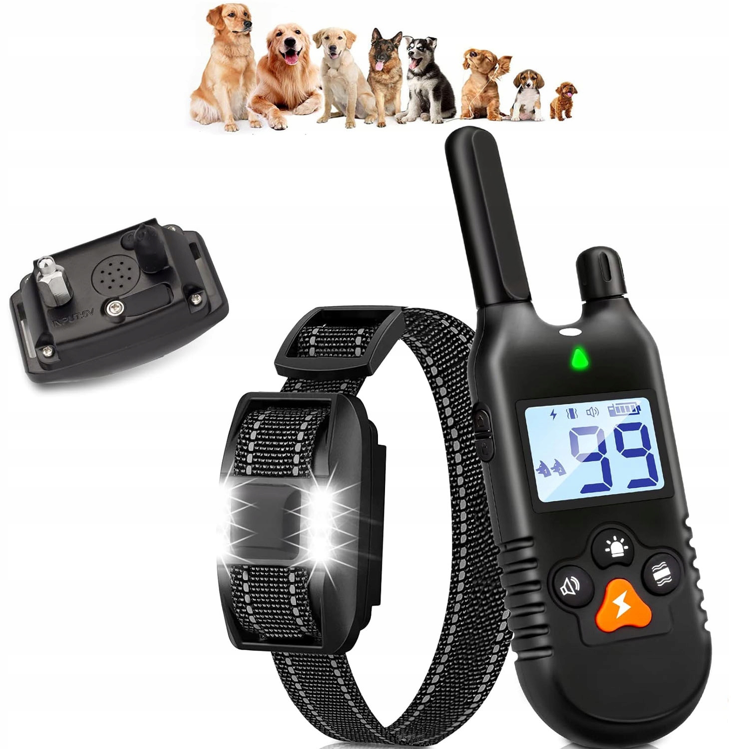 Elektrický Výcvikový Obojek Pro Psa Se 3 Režimy Nabíjení Se Světlem Dálkové Ovládání