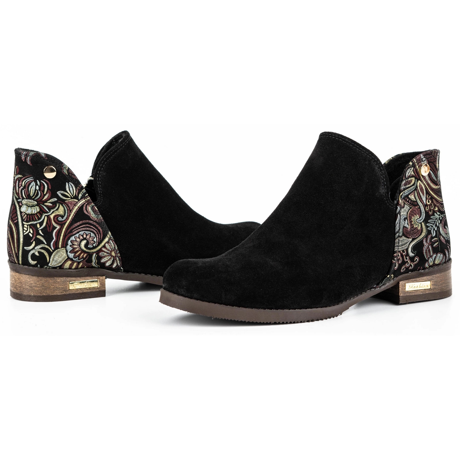 Kotníkové Boty černé se vzorem polské přírodní kůže 37