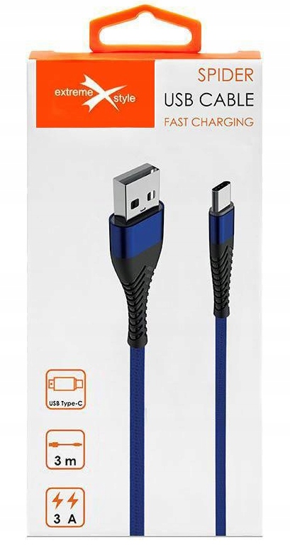 

Kabel Spider Usb Type-C 3m niebieski