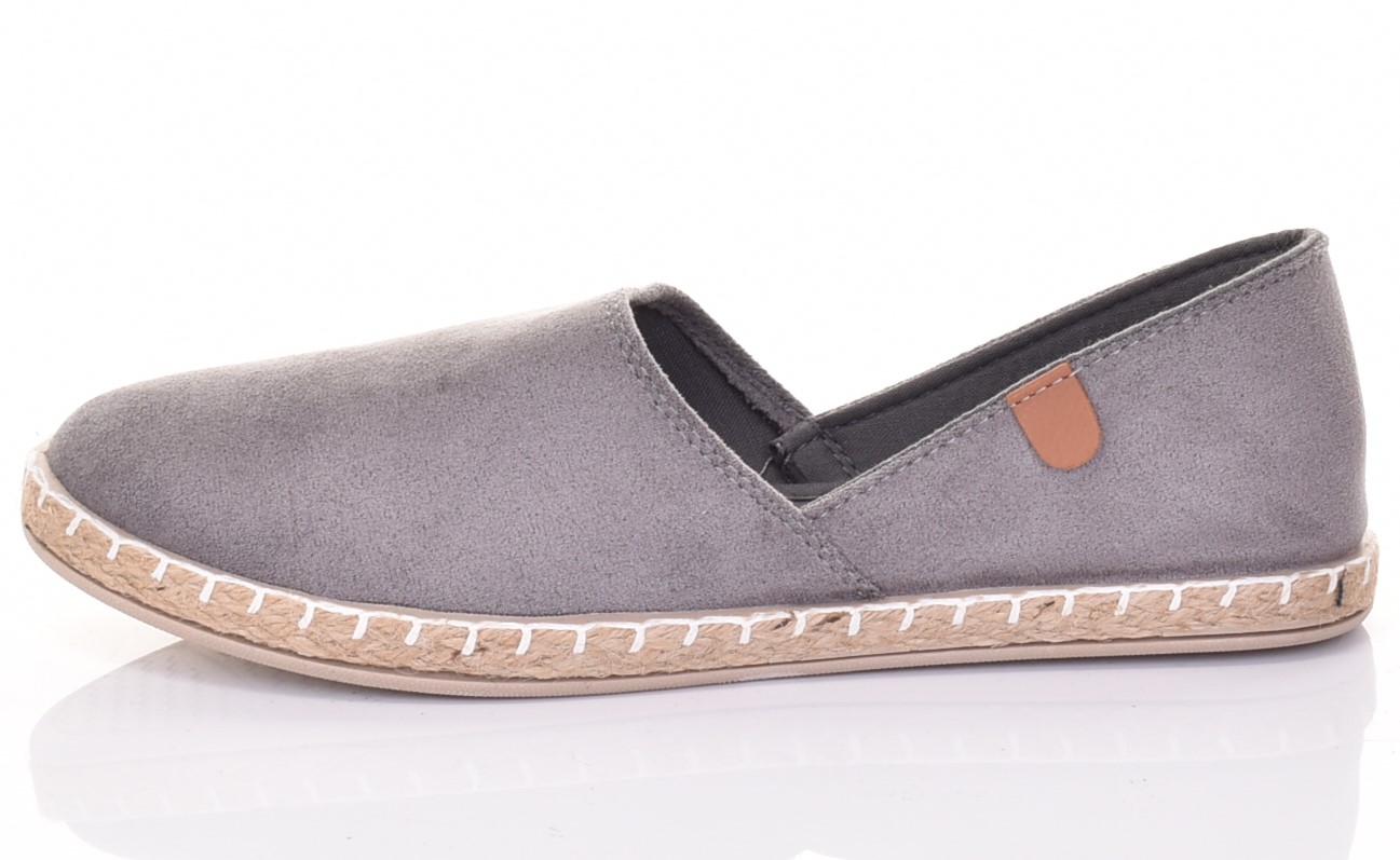 ESPADRYLE DAMSKIE LEKKIE WYKROJONE TENISÓWKI WSUWANE SZARE Kolor szary