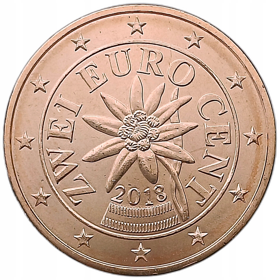 AUSTRIA 2 EURO CENTS 2018 KWIAT ROŚLINA MENNICZA