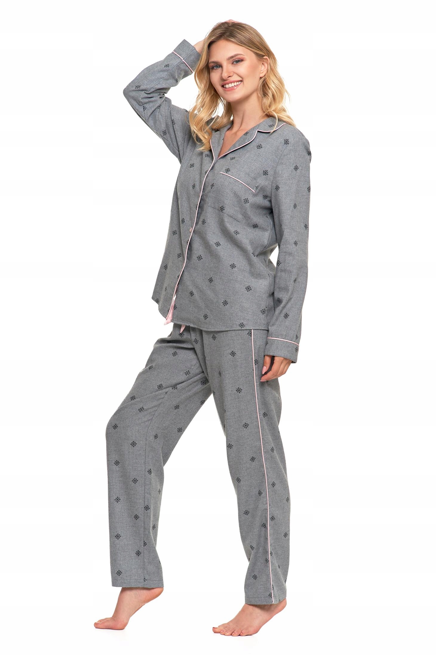 PIŻAMA DAMSKA DWUCZĘŚCIOWA FLANELOWA ŚNIEŻYNKI CIEPŁA ZIMOWA ŚWIĘTA MORAJ L Rozmiar L