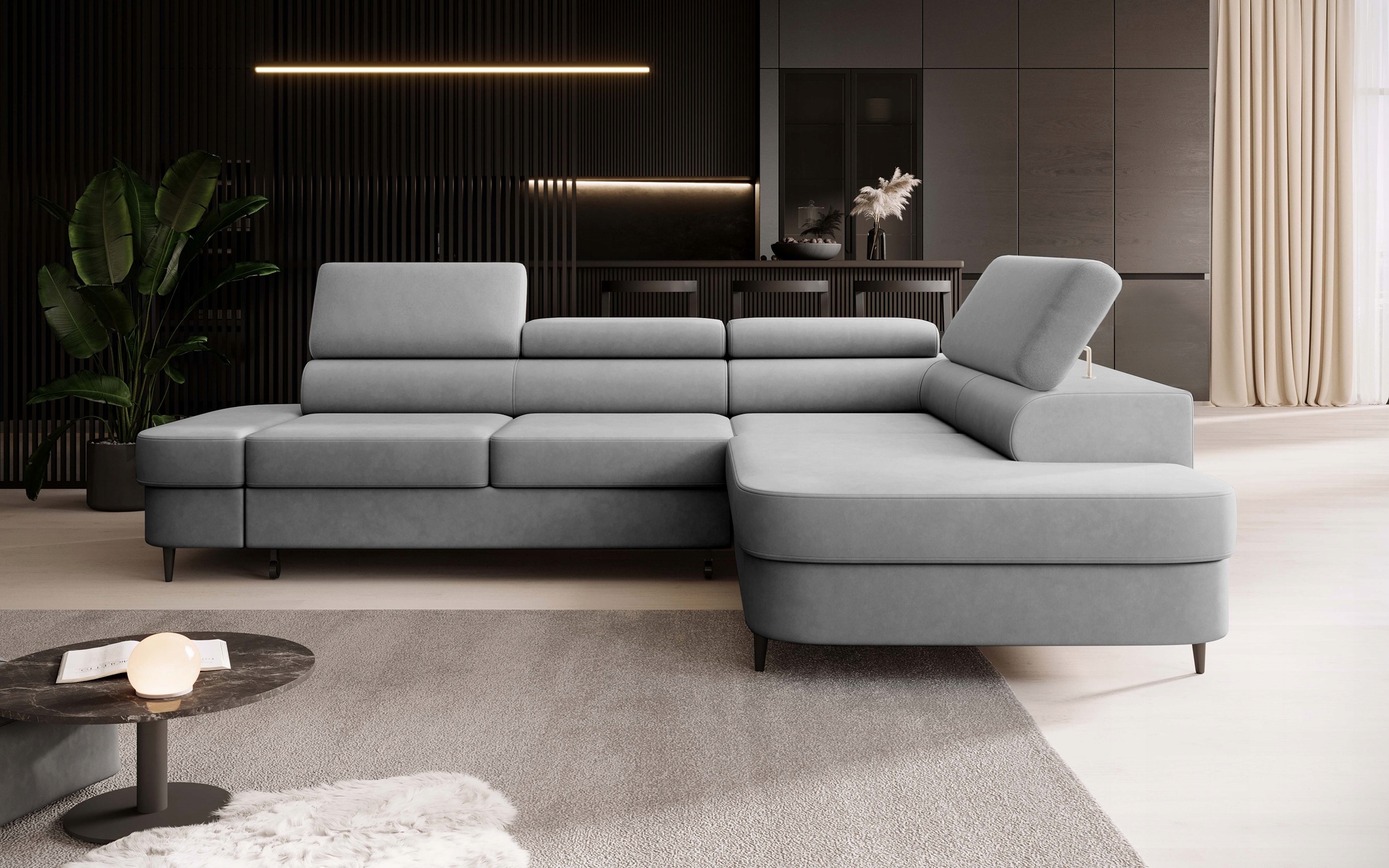 Rohová Sedací Souprava Nastavitelné opěrky hlavy, funkce spaní