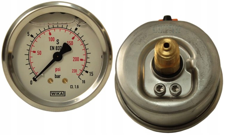 Manometr fi 63 BSP 1/4" TYŁ ZAKRES 0-16 BAR W
