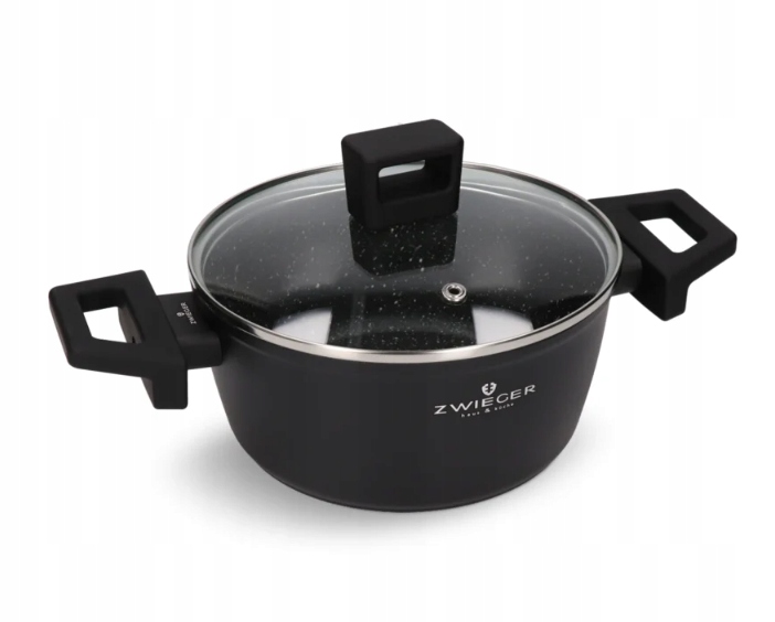 Zwieger Forte Garnek 4,5 L Z Pokrywką 24 CM Czarny Indukcja Aluminium