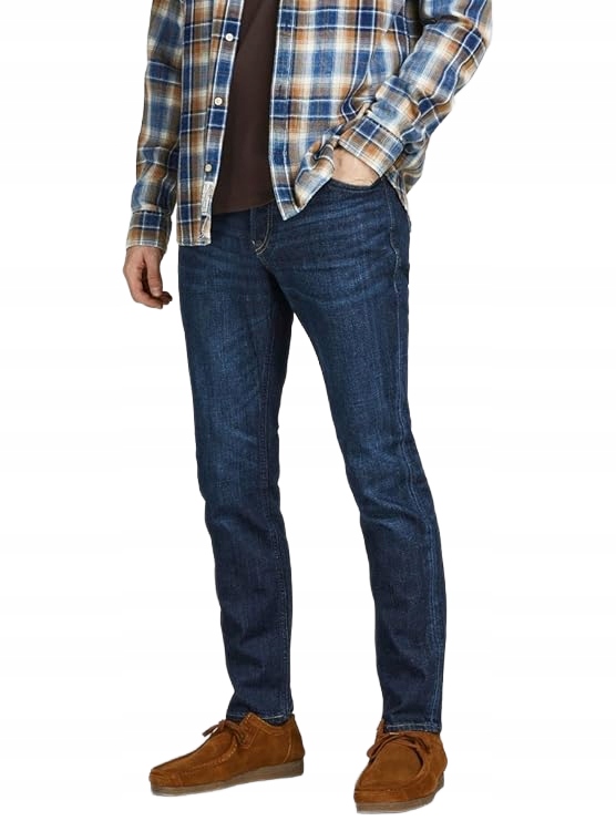 Jack & Jones Džíny Pánské Trubičky Modré S Oděrkami 32/32 6FA