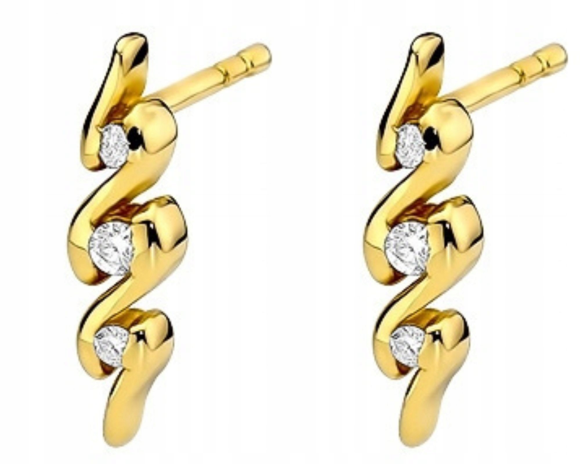 Zlaté náušnice s brilianty 0,12 ct, tyčinky, vruty