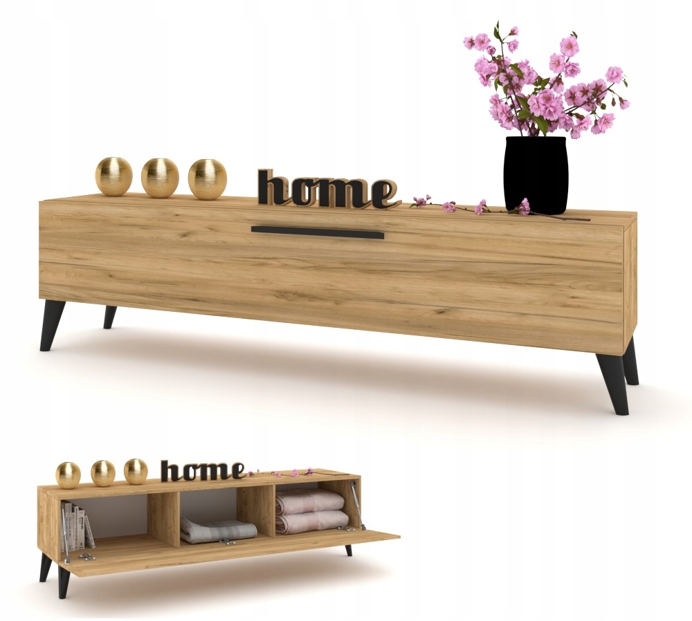 Horizontální skříňka Rtv Komoda Simply Craft Nohy dřevěné černé 120