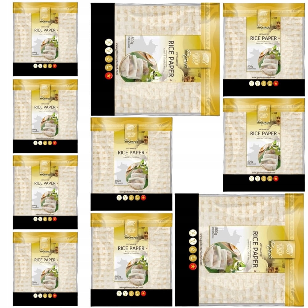 10x Papier Ryżowy Do Sajgonek Spring Rolls Kwadrat 19cm Kwadratowy 500g