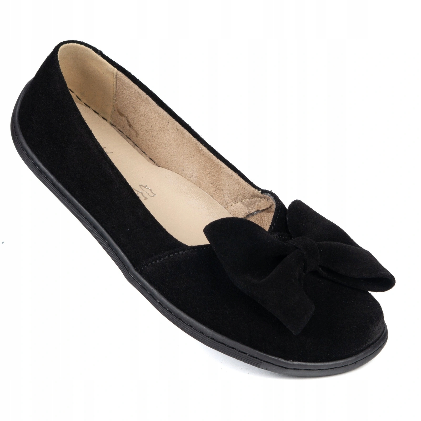 Dámské barefootové baleríny zero drop Leonor s mašličkou, černé, velikost 38