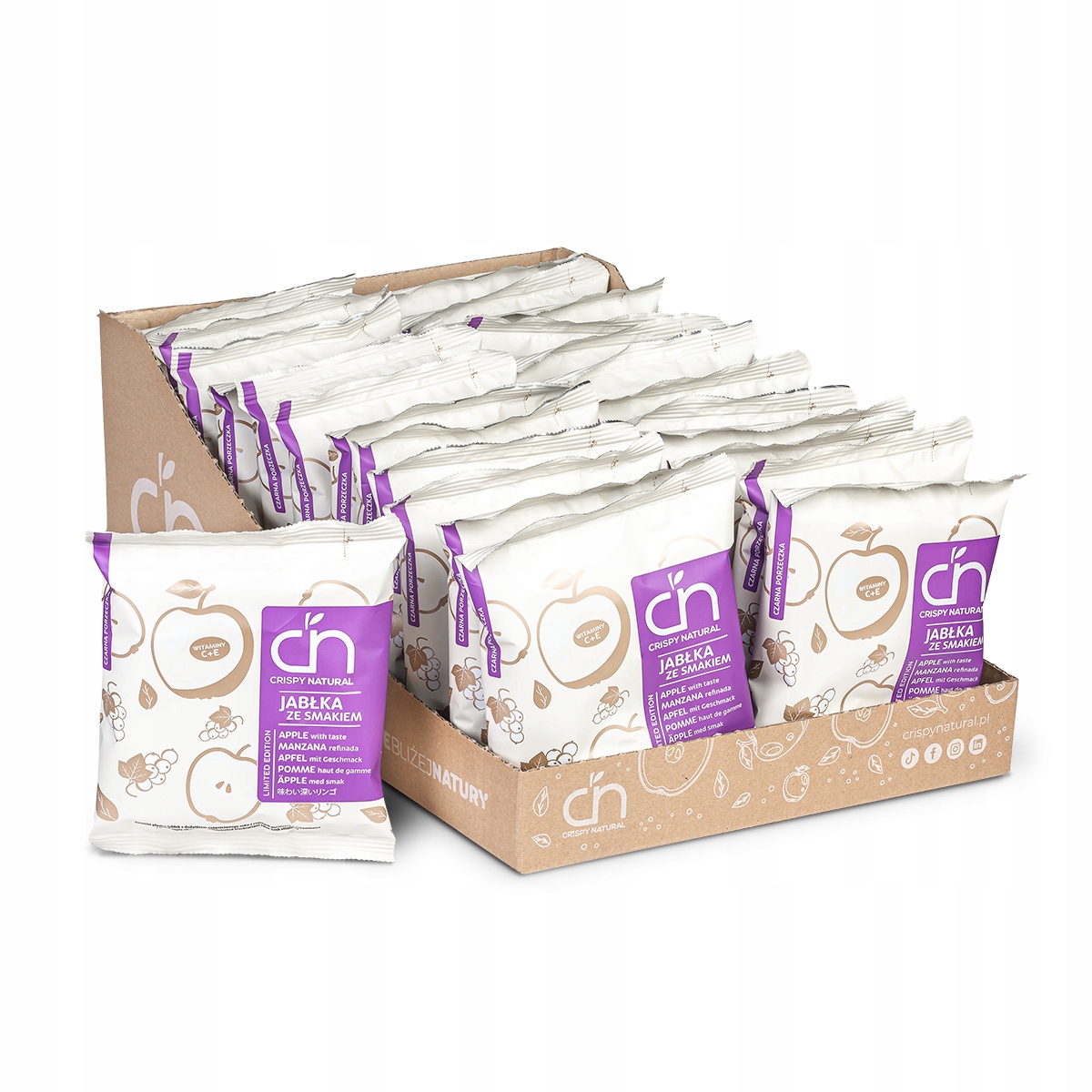 Levně Jablka s příchutí černého rybízu 24 ks Sušené ovoce Crispy Natural