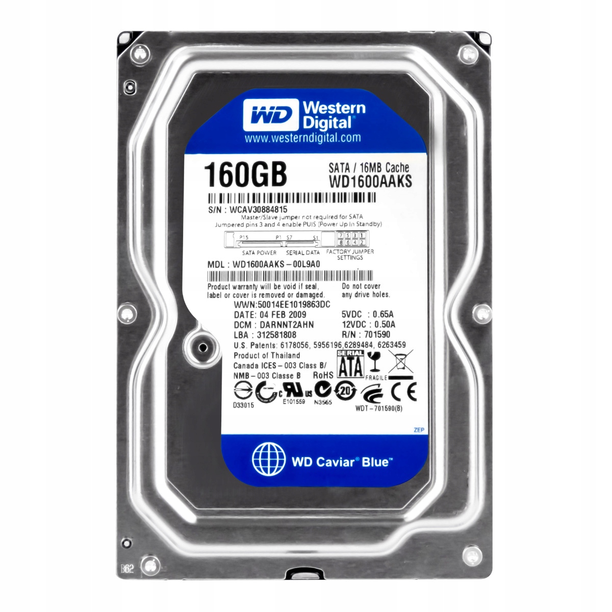 Wd Blue 160GB 7.2K 8MB Sata II 3.5'' WD1600AAKS