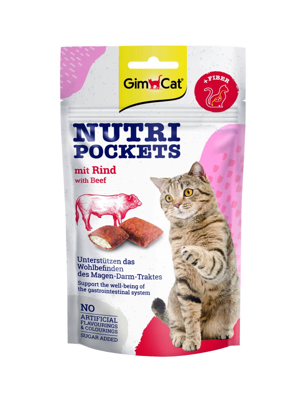 9X GimCat Nutri Pockets pamlsek s hovězím masem a vlákninou 60 g pro kočky