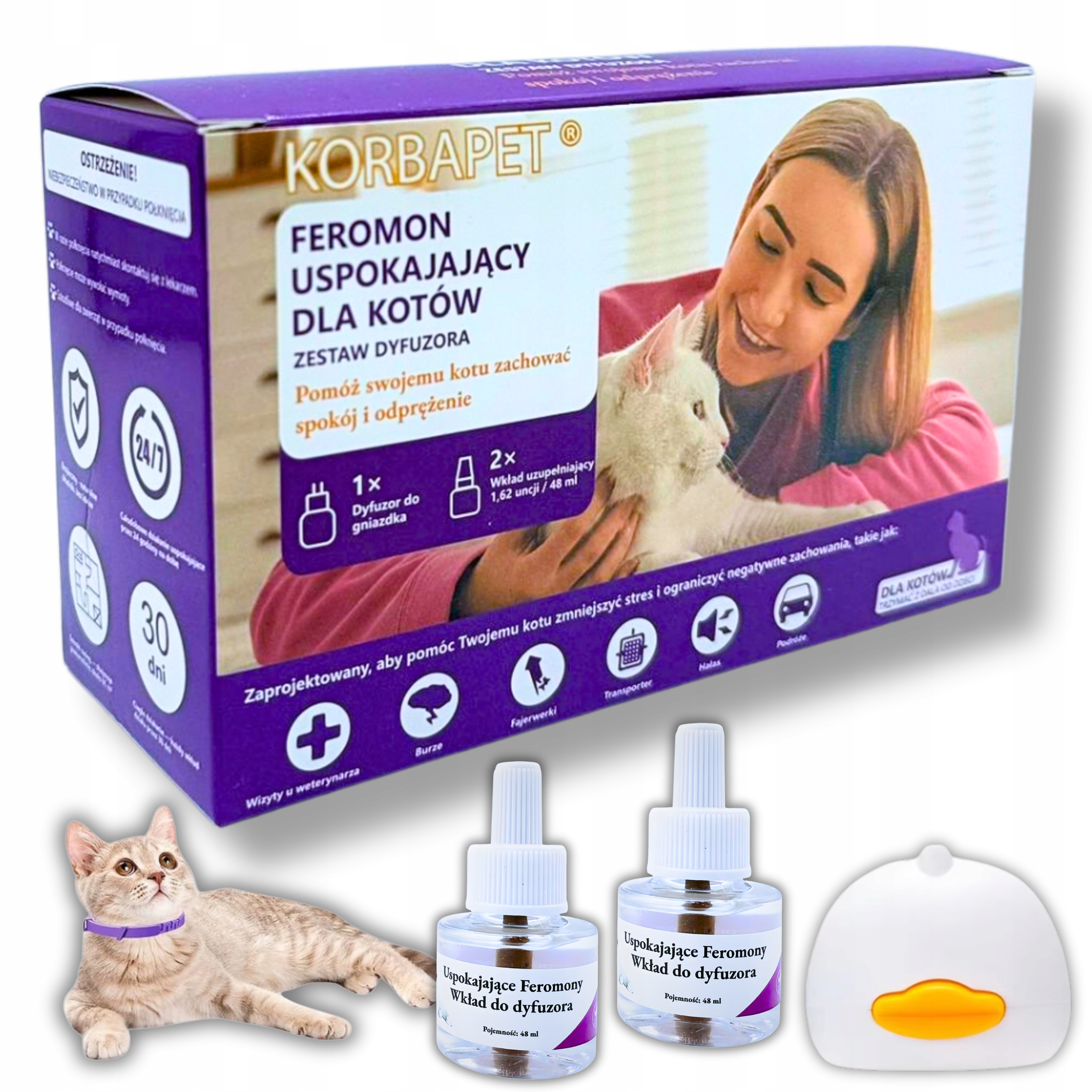 Levně Uklidňující feromony pro kočky Antistresový Difuzér 2x48 ml Eu zástrčka