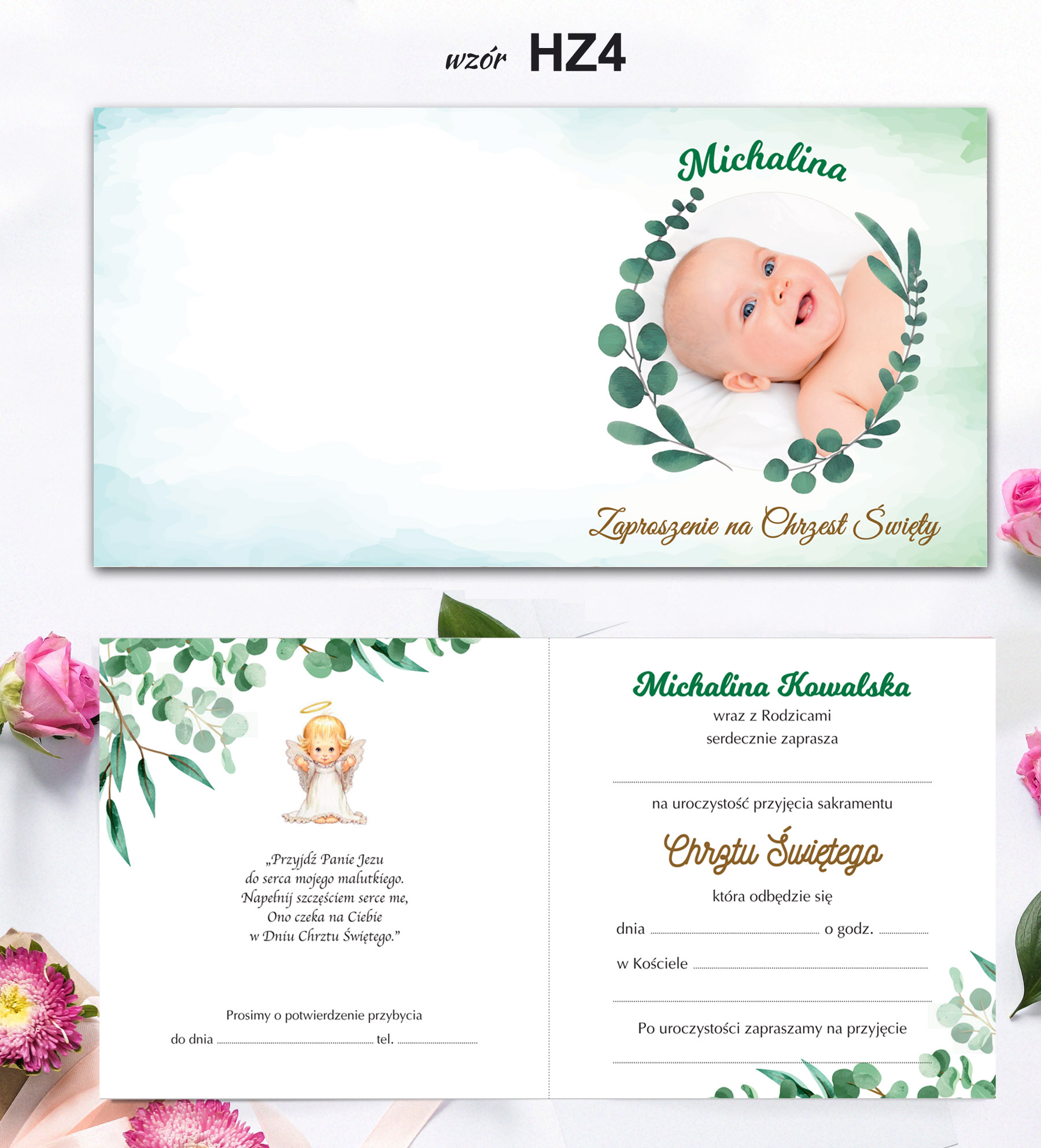 ZAPROSZENIA NA CHRZEST ZDJĘCIE + KOPERTA + IMIĘ Marka inna