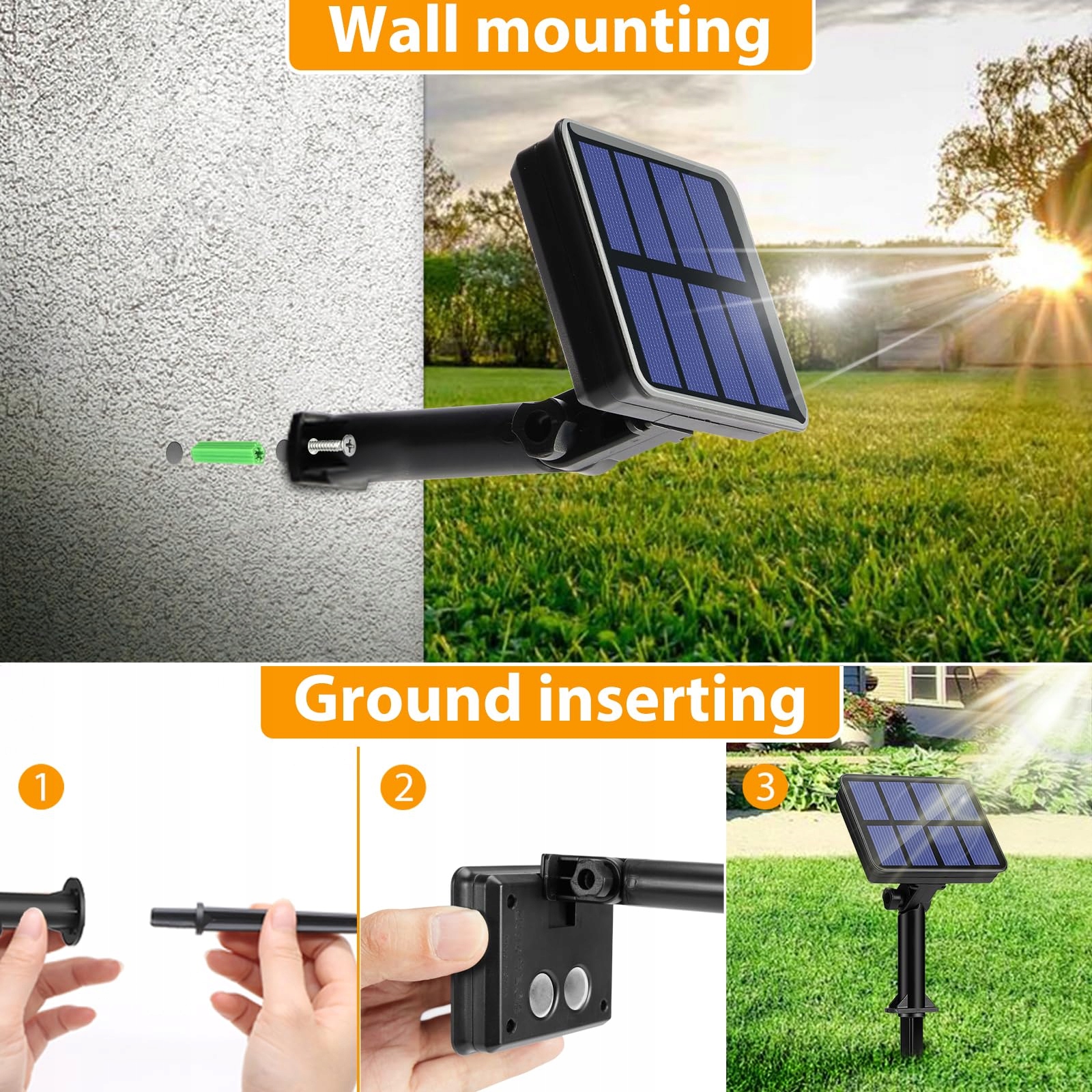 PEASUR Lampa Solarna 3x12M 120 LED IP65 Zewnętrzna Balkon Ogród — miniatura 6