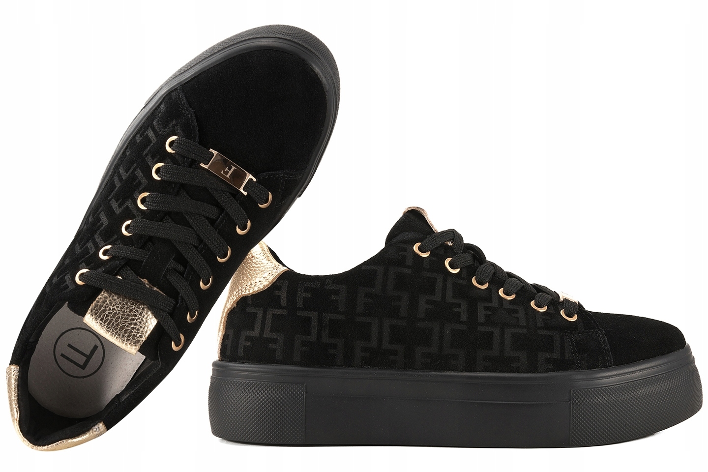 Filippo DP6850 Dámské Polobotky Tenisky Na Platformě, Kožené, černé, 38 °C