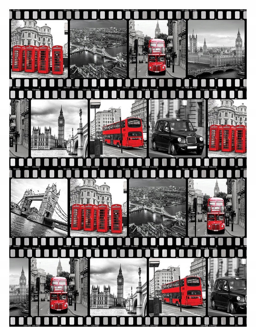 Fototapeta Londýn retro film Big Ben taxíky autobusy 206x275 lepidlo