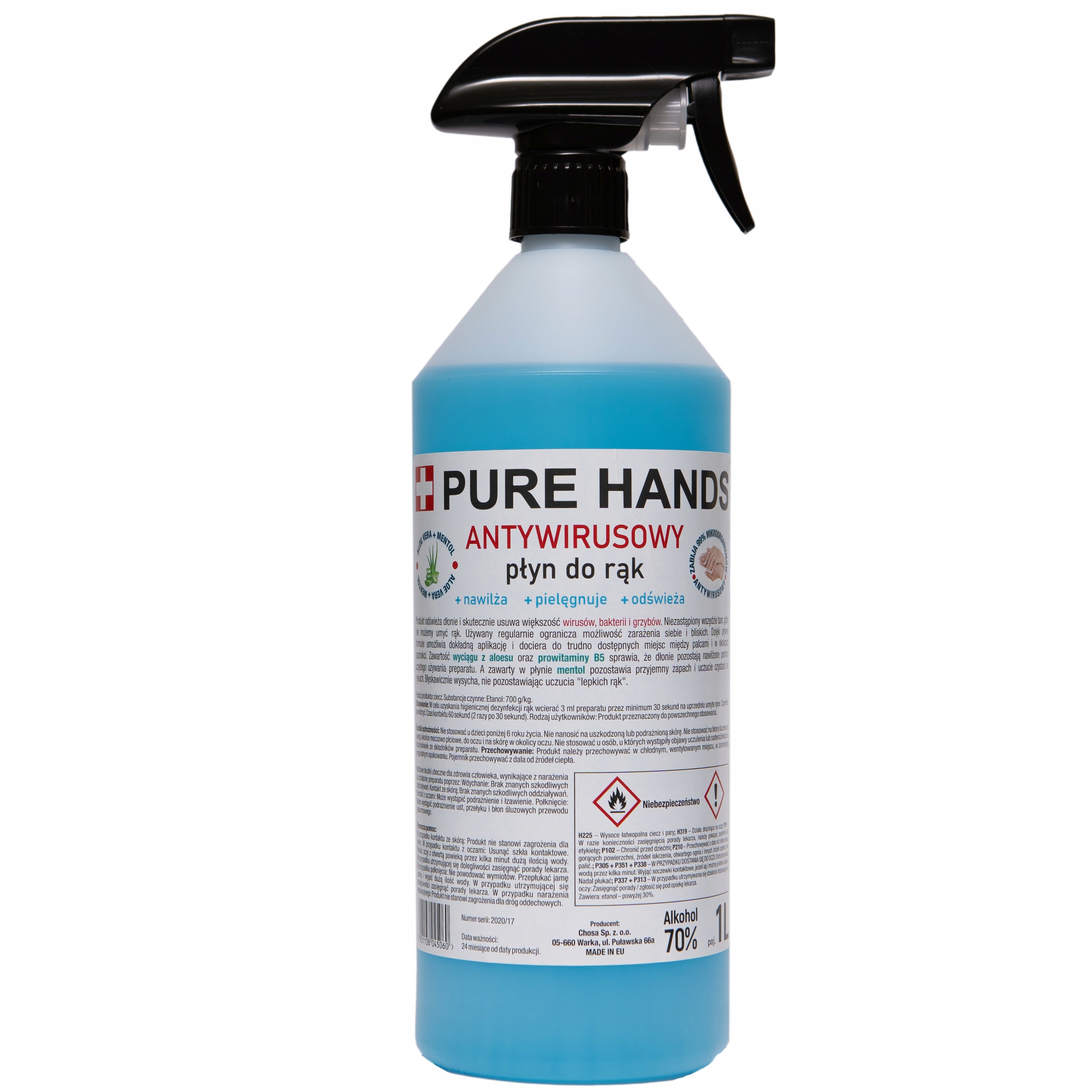 

Wirusobójczy płyn do dezynfekcji rąk Spray 1L