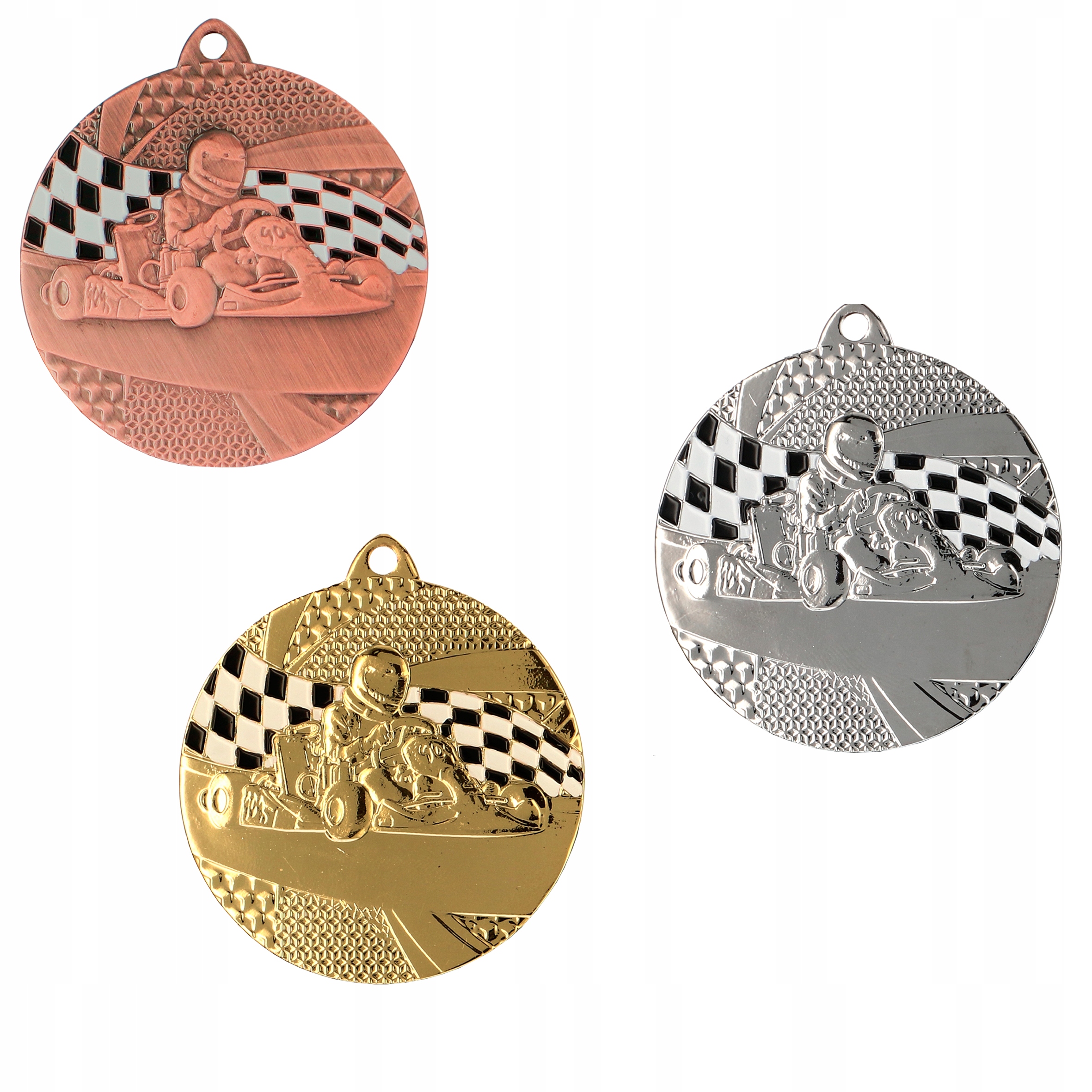 Medale medale 3 Szt G/s/b Komplet gokart motoryzacja Wstążka grawer grtis