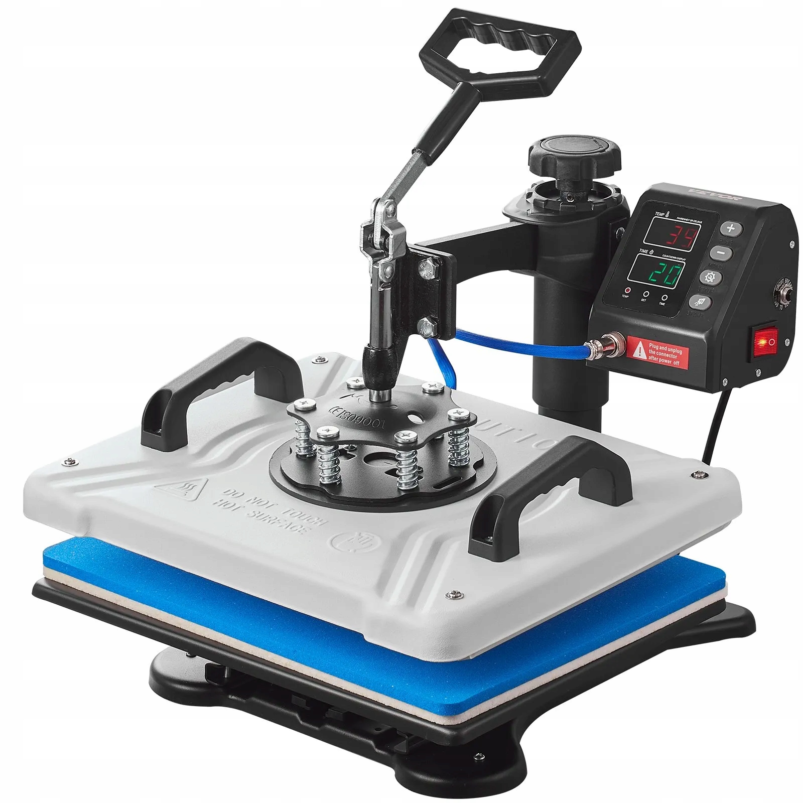 Termotransferový lis 30x38 cm 1000 W 360° rotace pro trička s hrnky