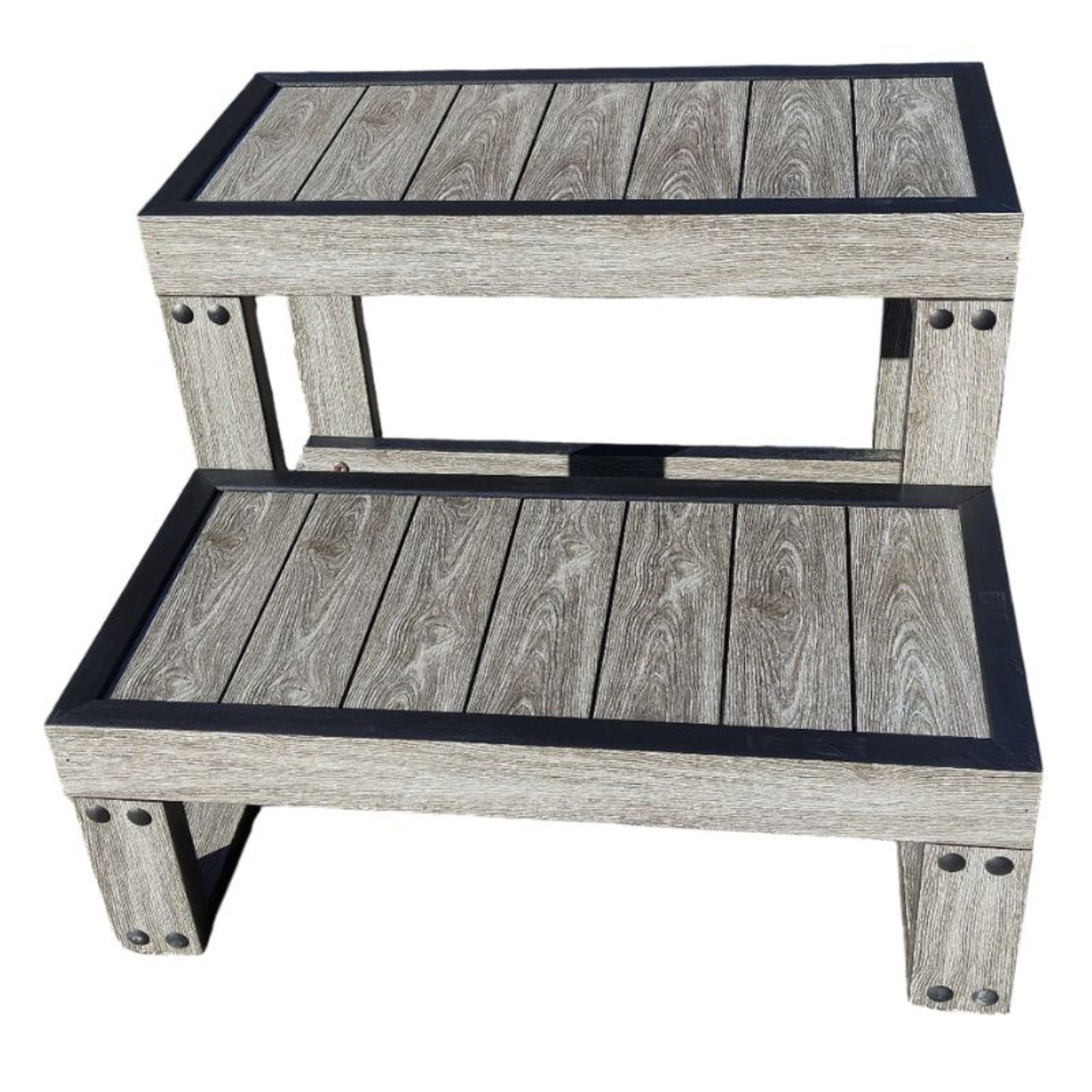 Schodíky do vírivky do vane s hydromasážou pre záhradnú lavičku, šedé, hladké