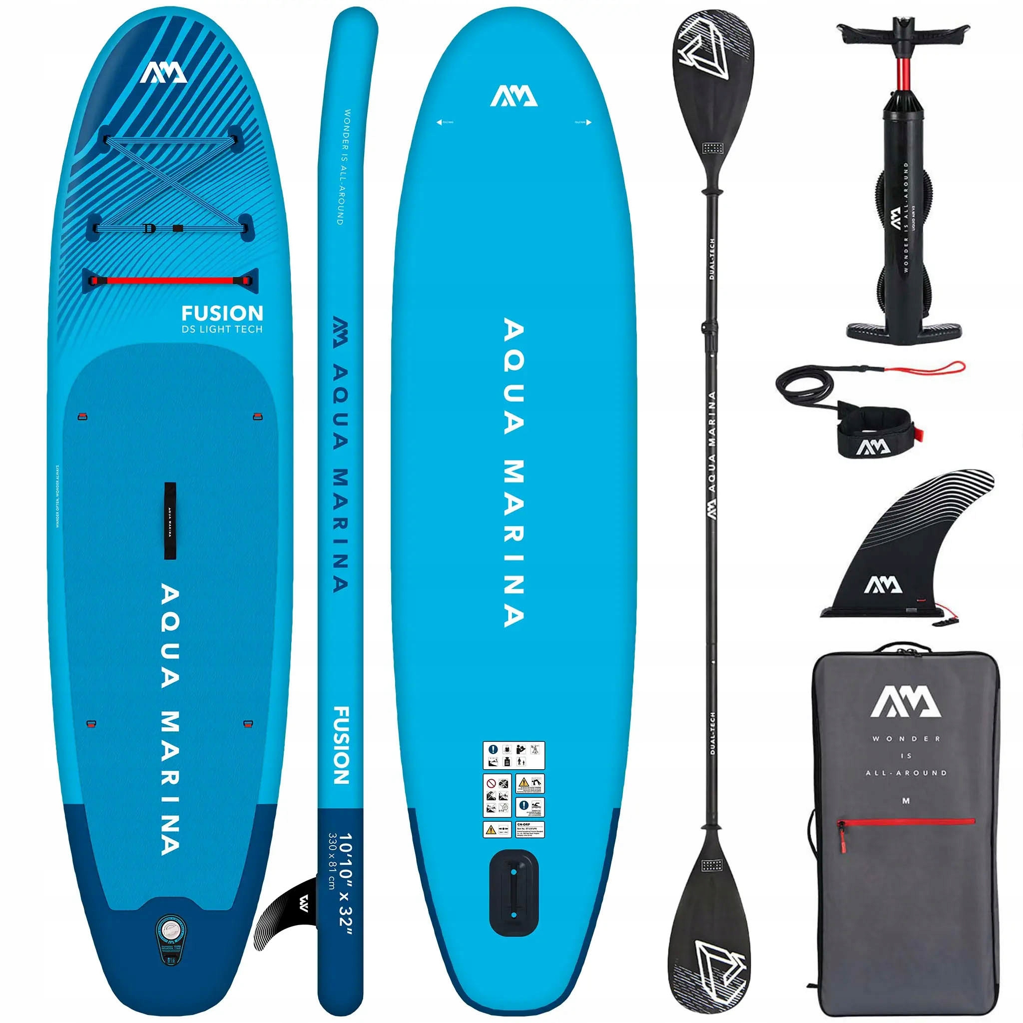 Deska do pływania Sup Aqua Marina Fusion 330 cm Niebieski+ Wiosło Dual-Tech