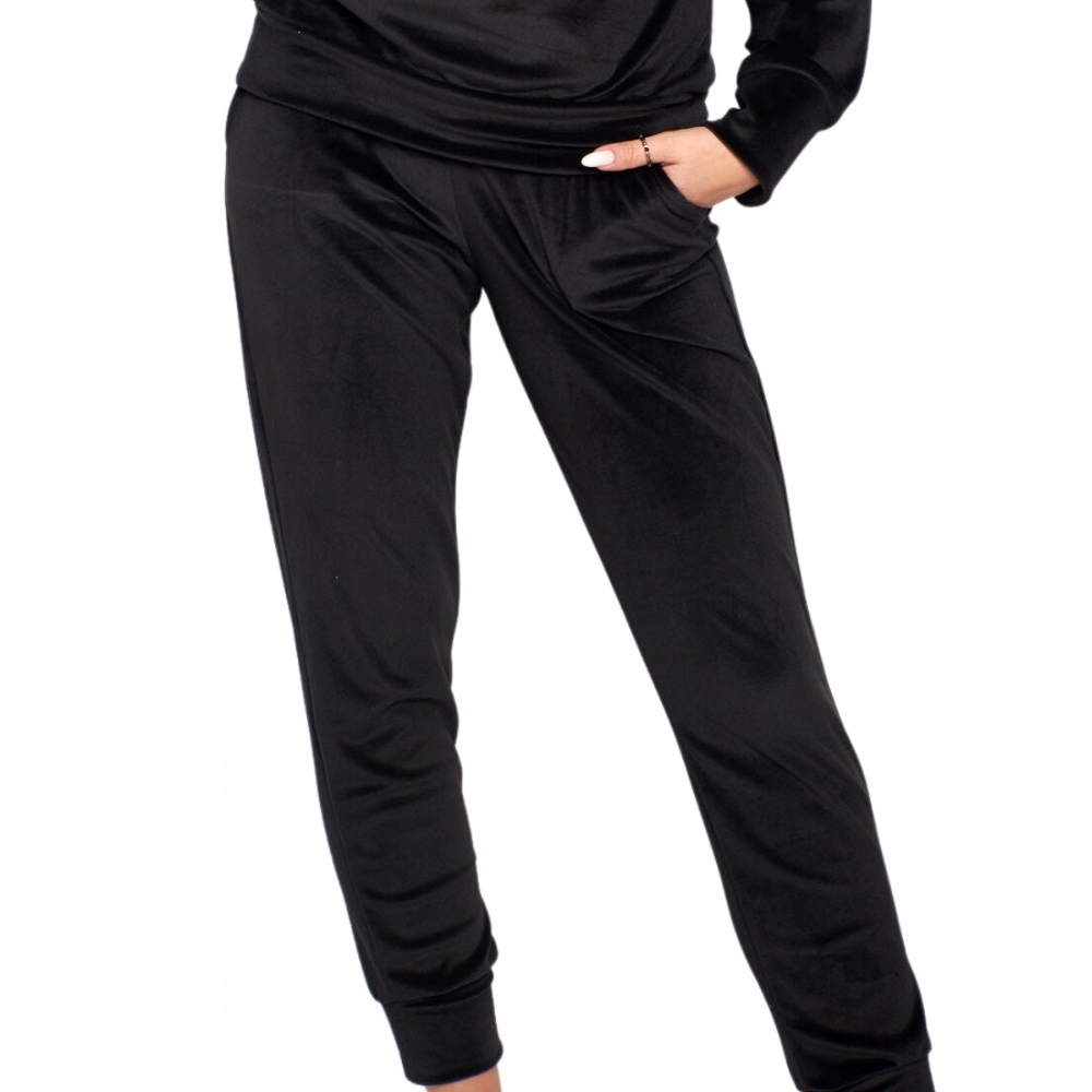 Piękny WELUROWY KOMPLET Damski Bluza Spodnie L Rozmiar L