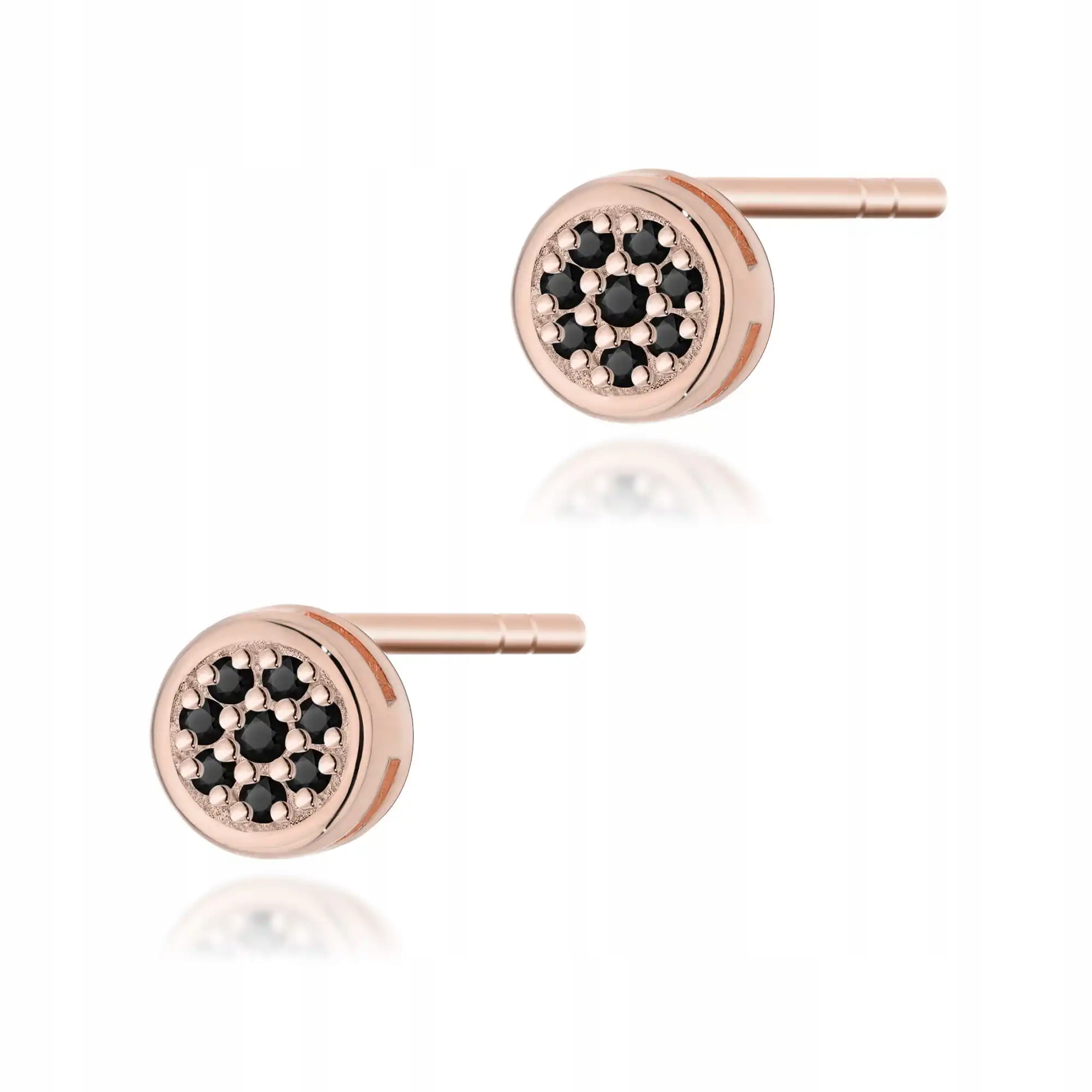 Náušnice zlaté pro ženu 585 s černými diamanty růžové zlato efektní