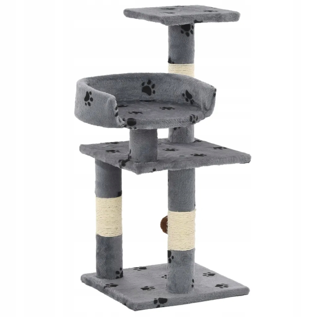 Levně vidaXL Škrabadlo pro kočky se sisalovými sloupky 65 cm šedé s tlapkami