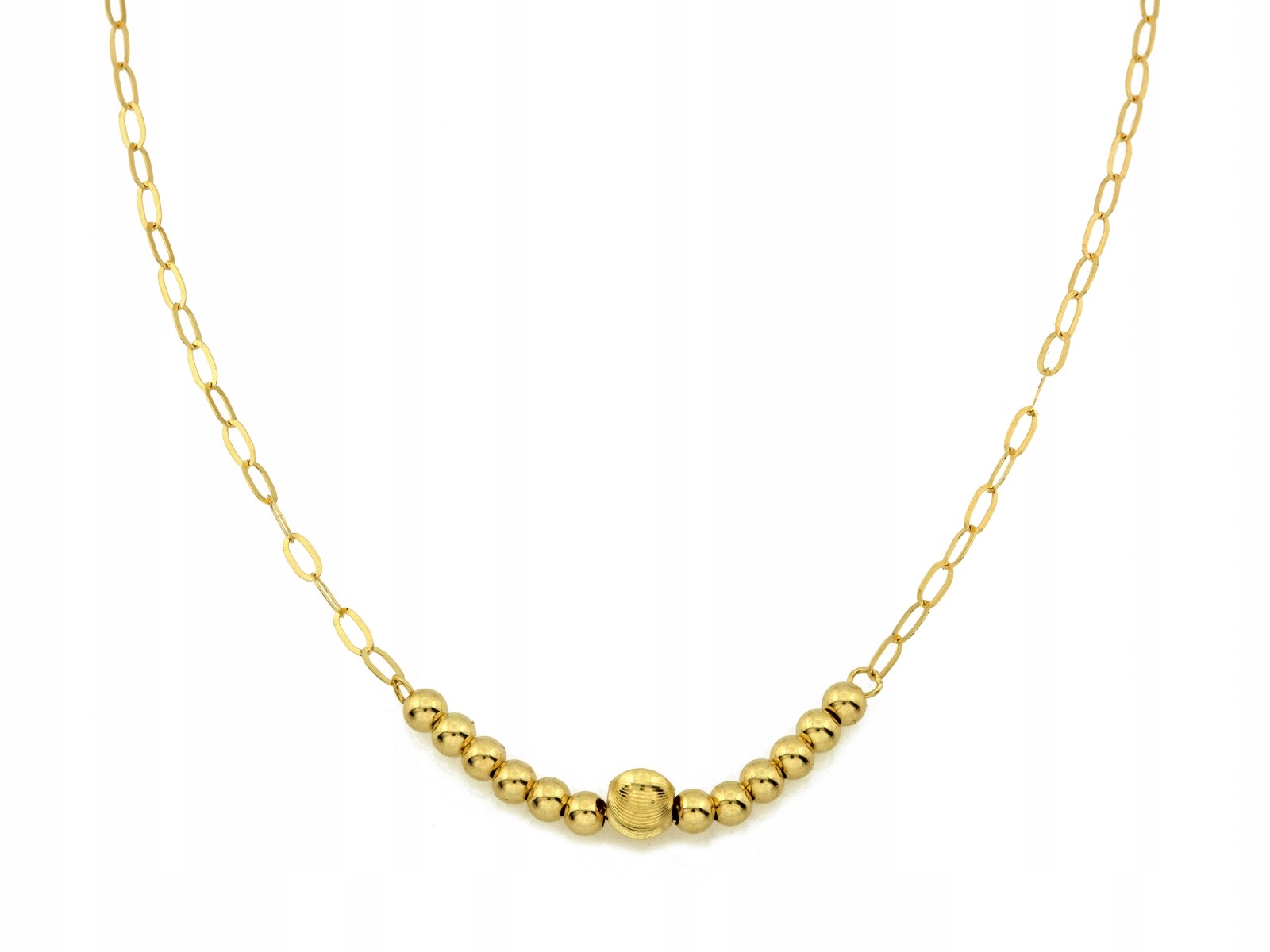 Zlatý náhrdelník 585 s kuličkami 44 cm lesklé kuličky 1.27 g jako dárek 14k
