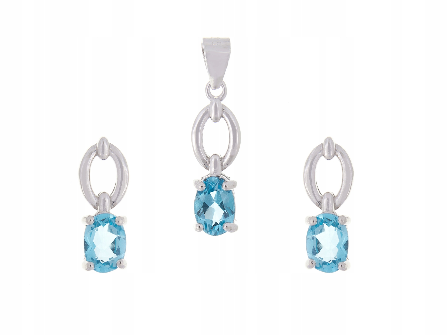 Stříbrný Rhodiovaný Komplet Swiss Topaz Přírodní Dárek