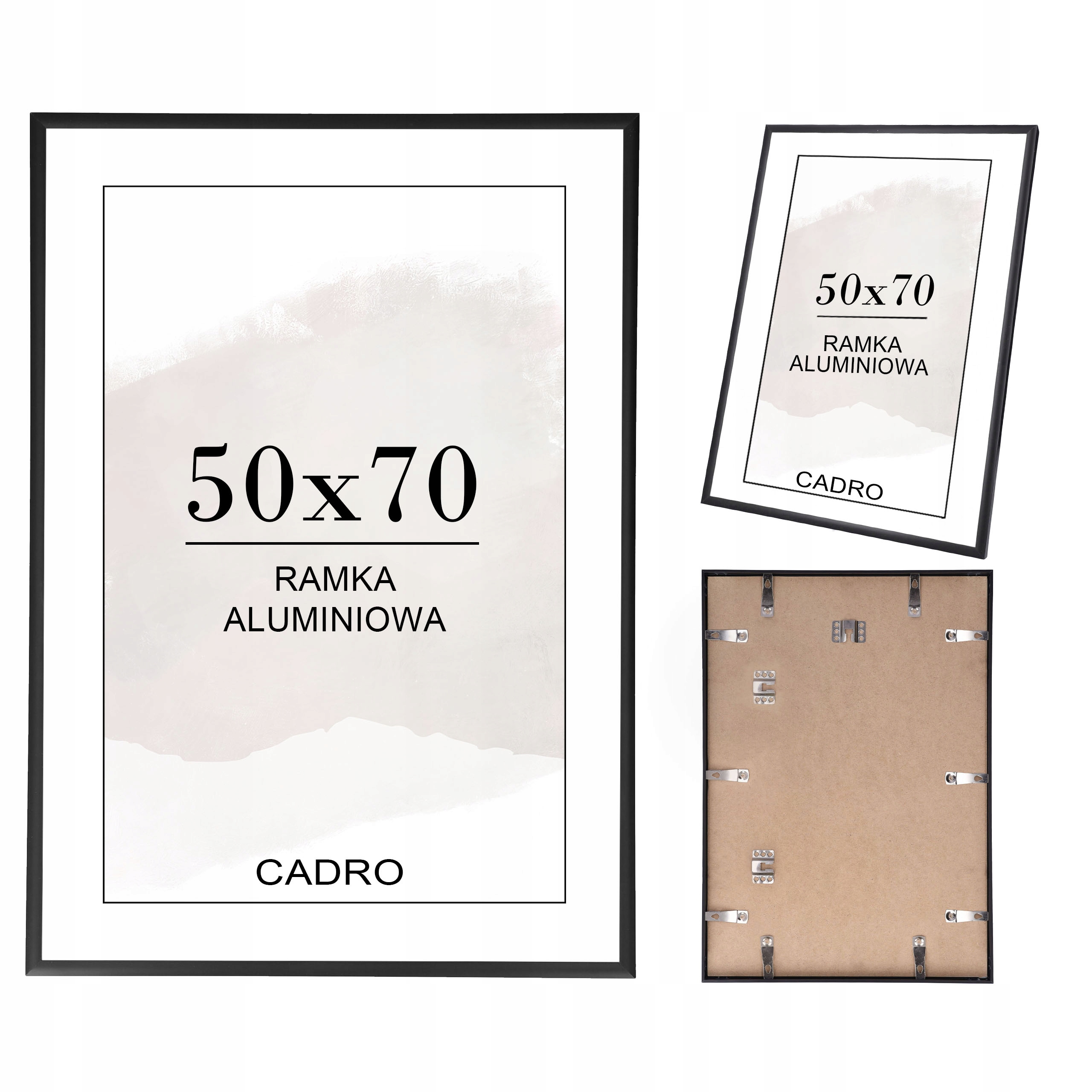 

Ramka 50x70 ramki na zdjęcia B2 czarna aluminiowa