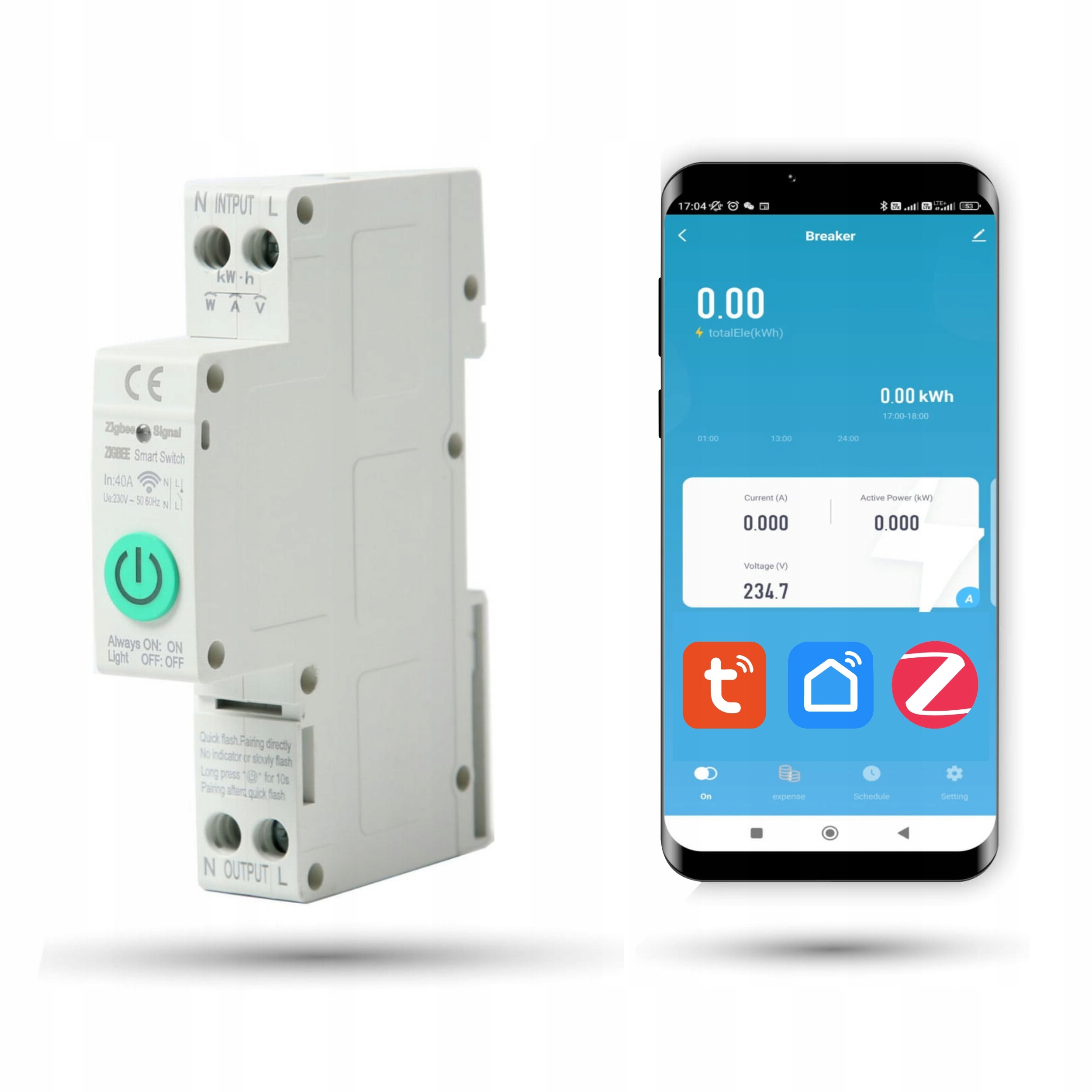 Pojistka Zigbee Tuya 1-63A Měření energie