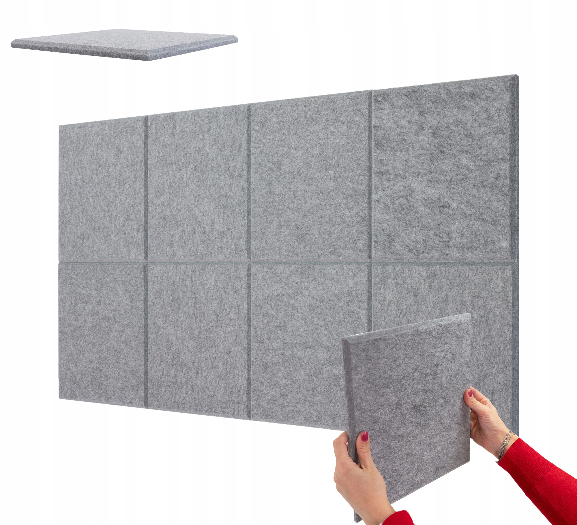 Sada akustických plstěných panelů 8ks ložnice o tloušťce 1,2 cm Šedé atesty